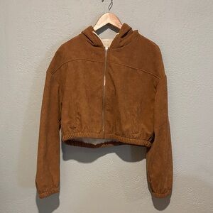 SHEIN Tan Teddy Jacket with Hood